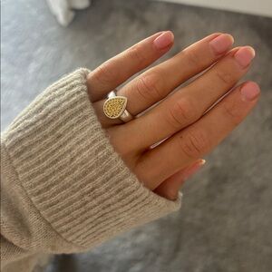 Anna Beck Two Tone Sterling Silver and 14k Gold Teardrop Ring